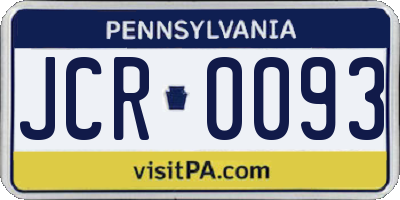 PA license plate JCR0093