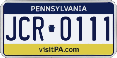 PA license plate JCR0111