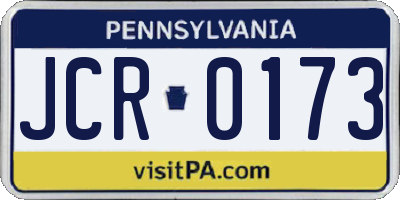 PA license plate JCR0173