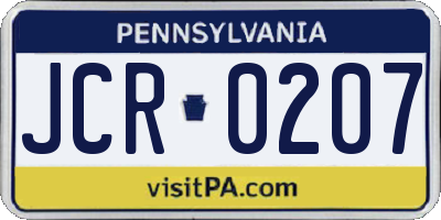 PA license plate JCR0207