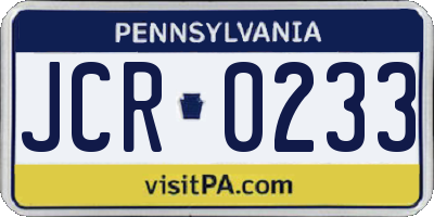 PA license plate JCR0233