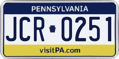 PA license plate JCR0251