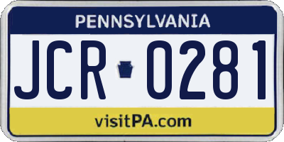 PA license plate JCR0281