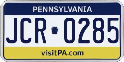 PA license plate JCR0285