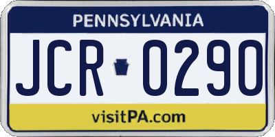 PA license plate JCR0290