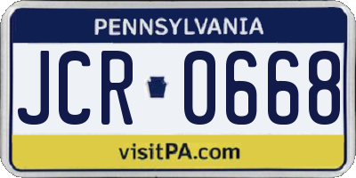 PA license plate JCR0668