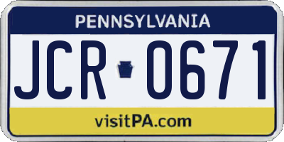 PA license plate JCR0671