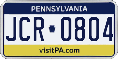 PA license plate JCR0804