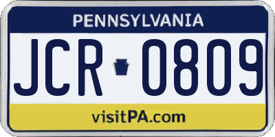 PA license plate JCR0809