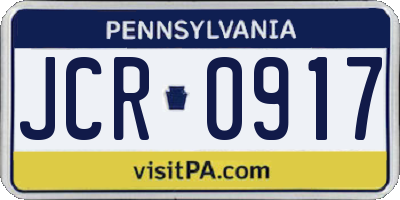 PA license plate JCR0917