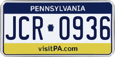 PA license plate JCR0936