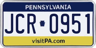 PA license plate JCR0951