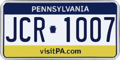 PA license plate JCR1007
