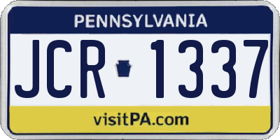 PA license plate JCR1337