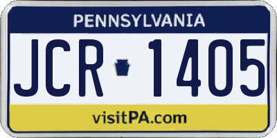 PA license plate JCR1405