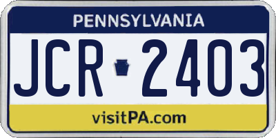 PA license plate JCR2403
