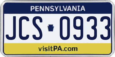 PA license plate JCS0933