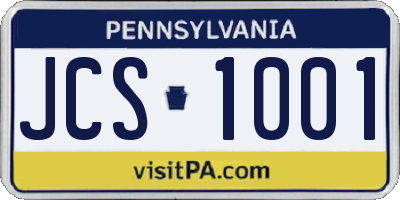 PA license plate JCS1001