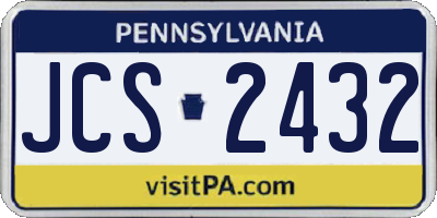PA license plate JCS2432