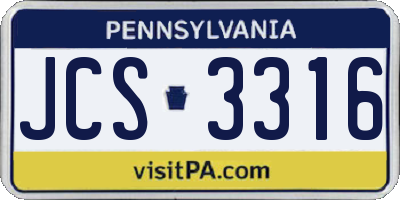 PA license plate JCS3316