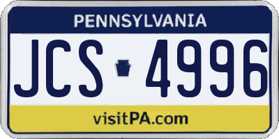 PA license plate JCS4996
