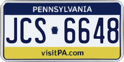 PA license plate JCS6648
