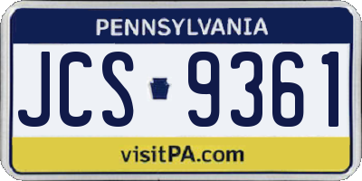 PA license plate JCS9361