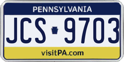 PA license plate JCS9703
