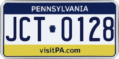 PA license plate JCT0128