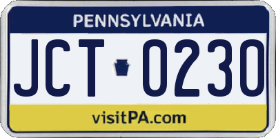 PA license plate JCT0230