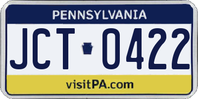 PA license plate JCT0422