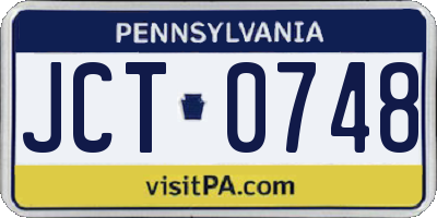 PA license plate JCT0748