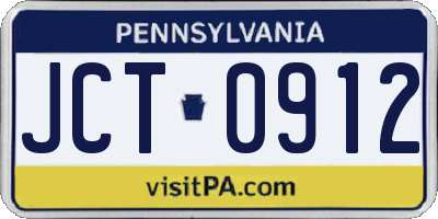 PA license plate JCT0912