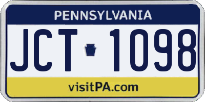 PA license plate JCT1098
