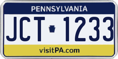 PA license plate JCT1233