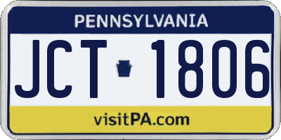 PA license plate JCT1806