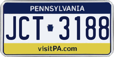 PA license plate JCT3188