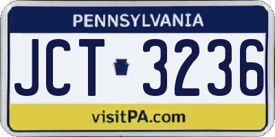 PA license plate JCT3236