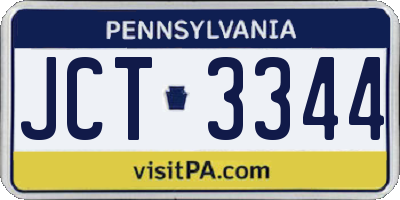 PA license plate JCT3344