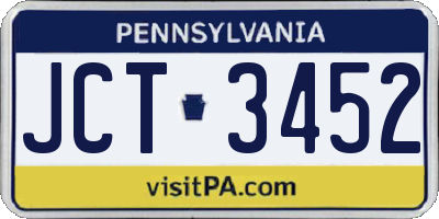 PA license plate JCT3452