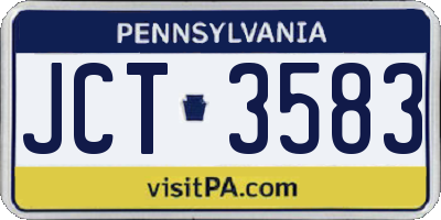 PA license plate JCT3583