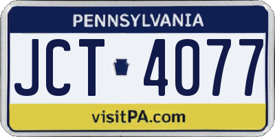 PA license plate JCT4077