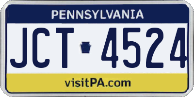 PA license plate JCT4524