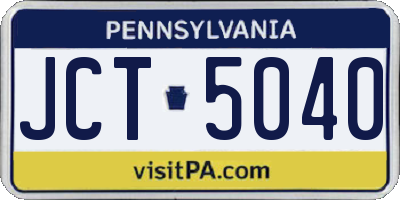PA license plate JCT5040
