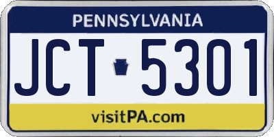 PA license plate JCT5301