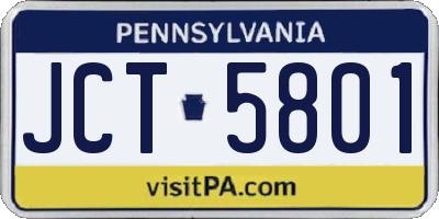 PA license plate JCT5801