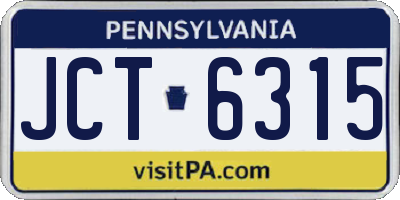 PA license plate JCT6315