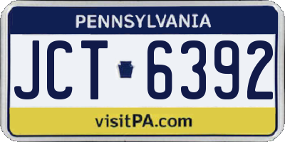 PA license plate JCT6392
