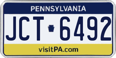 PA license plate JCT6492