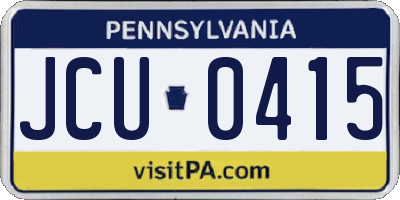 PA license plate JCU0415